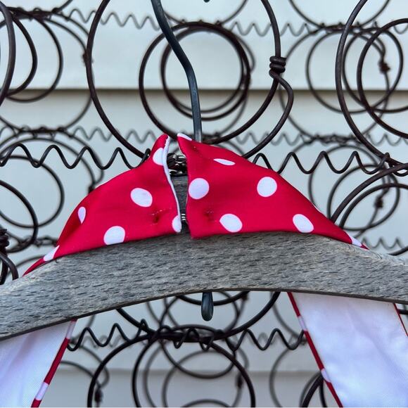 Vint. 90s ZUM ZUM red white polkadot halter pinup rockabilly prom cocktail dress - Picture 5 of 9